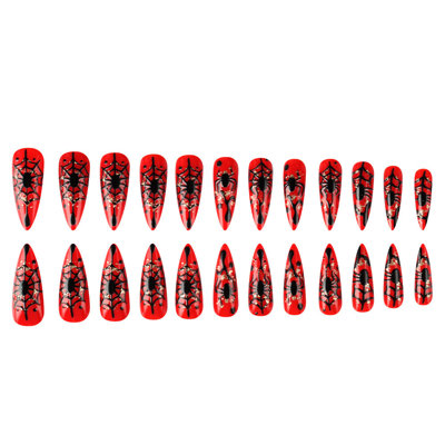 Halloween Embossed  Dark Sweet Cool Press On Nails Goth Statement Fake Nails For Women Spooky Shaped Nail  Set