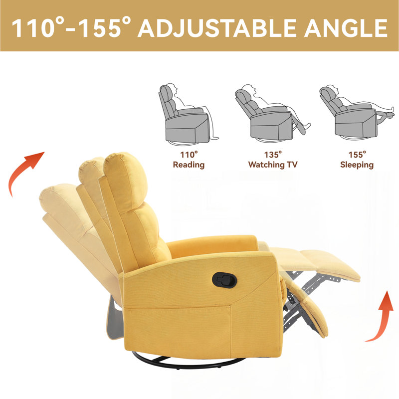 Comfortable Recliner Chair with Advanced Functions for Relaxation, Yellow