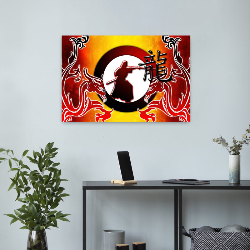 Art contemporain japonais, dragon japonais, 16" H x 24" W