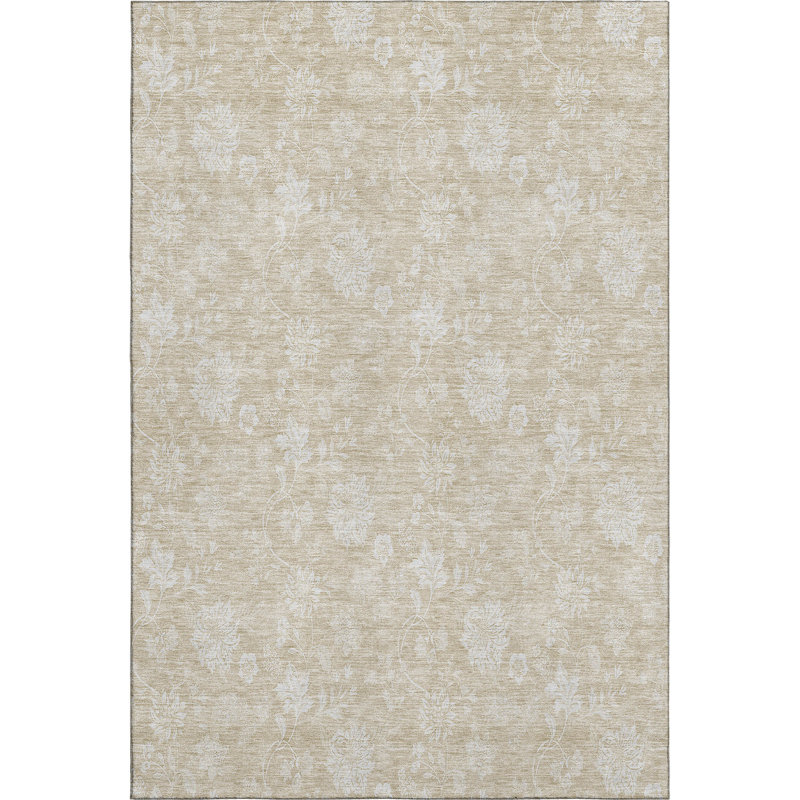 Premium Machine Washable Prisco Beige Rug, Rectangle 2'6" x 3'10"
