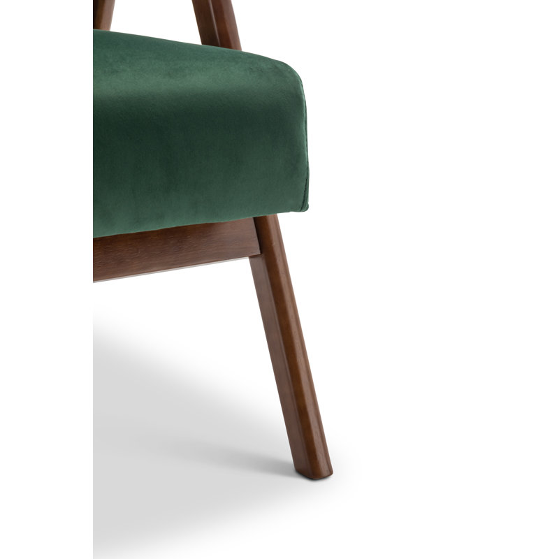 Gabar 75Cm Wide Classic Mid-Century Modern Armchair, Bottle Green Velvet