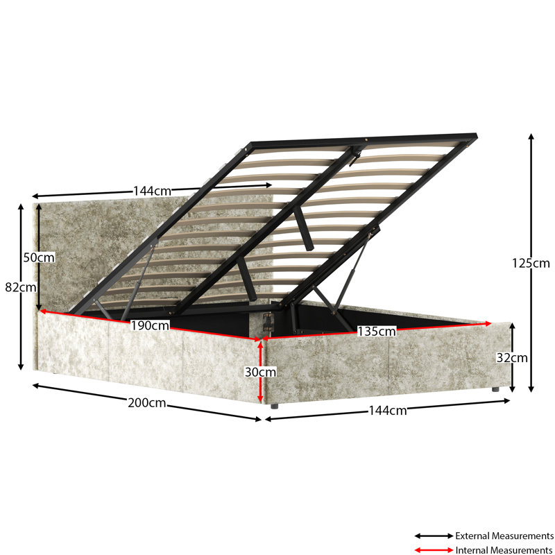Enya Upholstered Ottoman Bed, UKFR Certified, Oyster, Double (4'7)