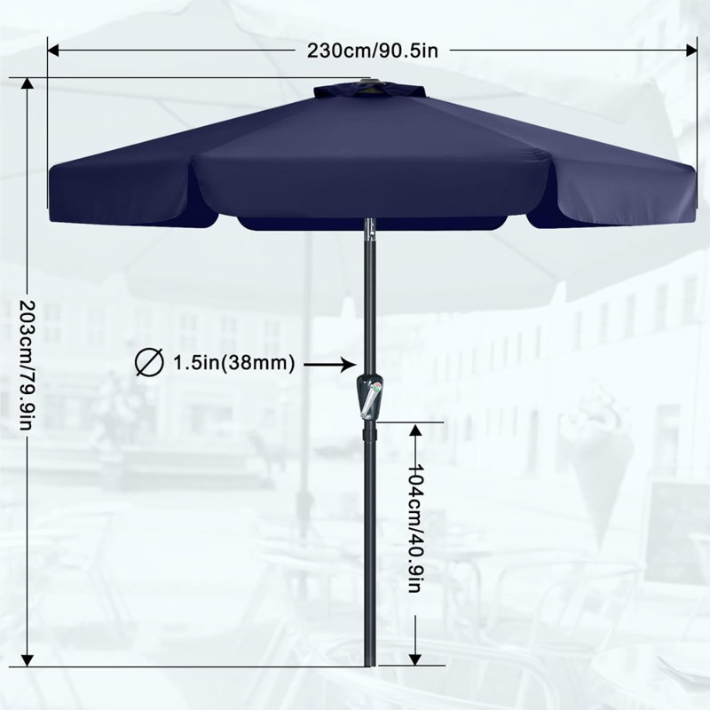 Cania Tilt Market Parasol, 203cm H x 230cm W x 230cm D, Navy