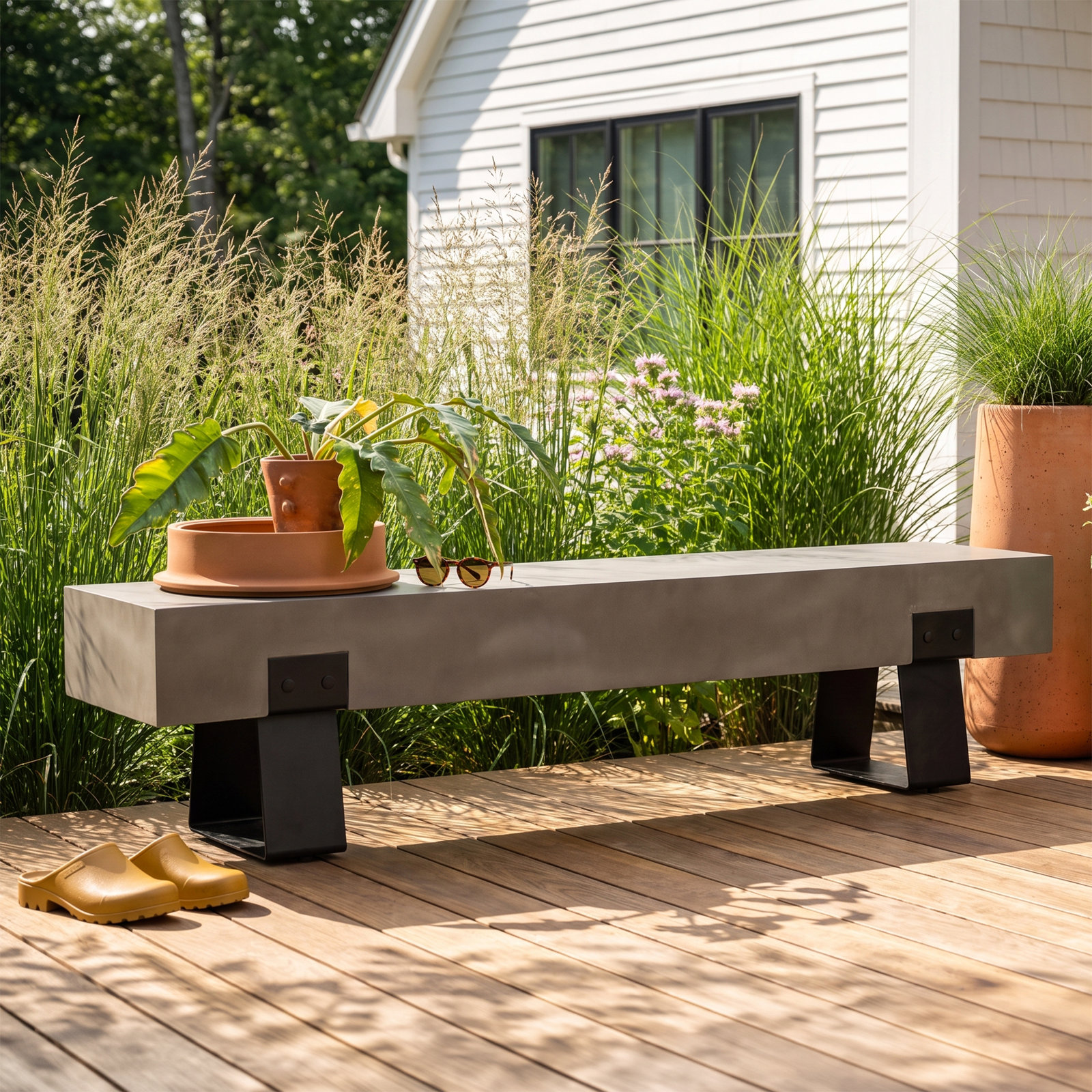 Hobbes 75'' Concrete Outdoor Bench