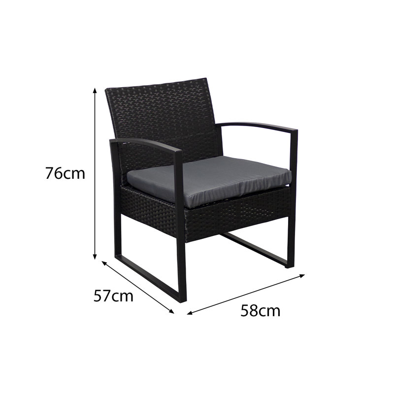 Cumberland KD Rattan 2 Seat Tea for Two Set in Black