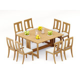 8 Seats 9 Pcs Grade-A Teak Wood Dining Set: 60" Square Rectangle Butterfly Table And 8 Osborne Armless Chairs #11OS1400