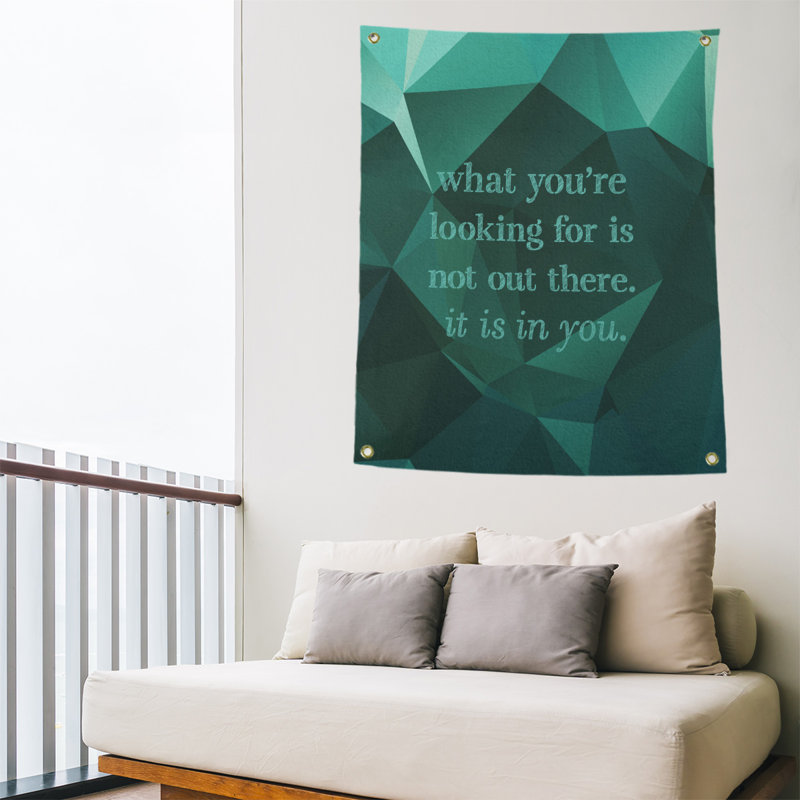 Tapisserie quote-pierre en faux-faux-citation en polyester, Vert émeraude, H 80 po x l 59 po