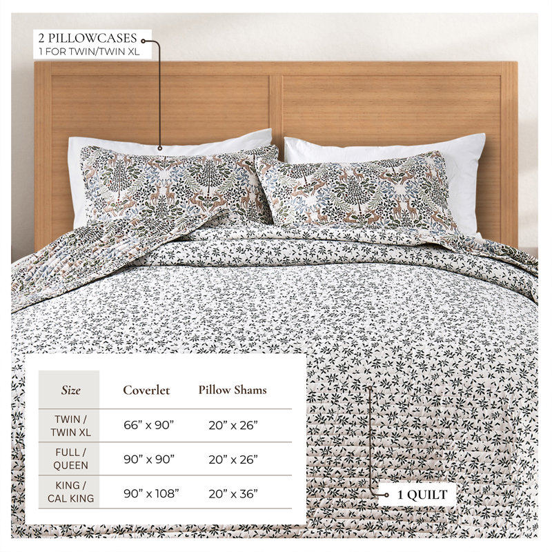 Ensemble de courtepointe réversible en microfibre Holiday Woodland, Double / grand