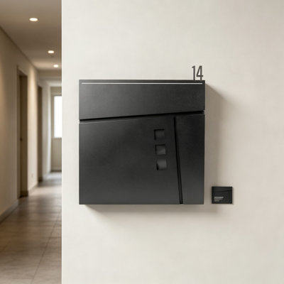Modern Wall Mounted Mailbox With Lock - Galvanized Steel Outdoor Mailbox With Newspaper Holder And Security Keys For Home And Office