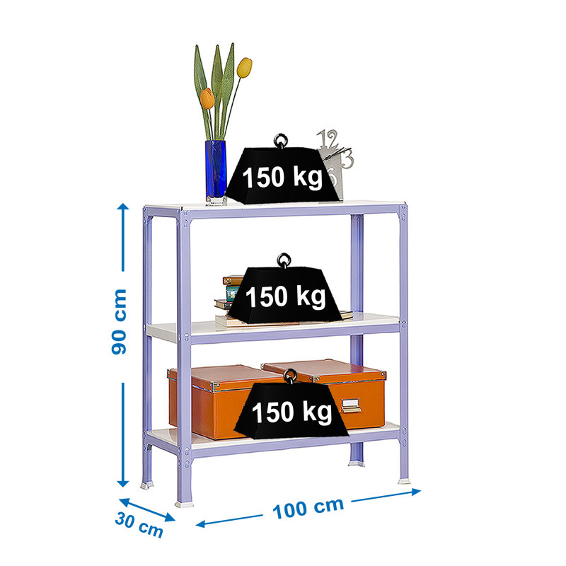 Vannatta 100 cm W Steel Adjustable Height Shelving Unit, Violet