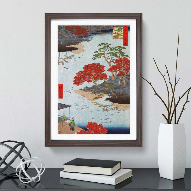 View from the Akiba Shrine at Ukeji by Utagawa Hiroshige - Picture Frame Painting Print, Walnut Framed