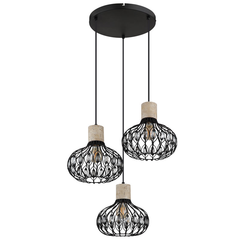 Pawtucket 3 - Light Matte Black Geometric Pendant