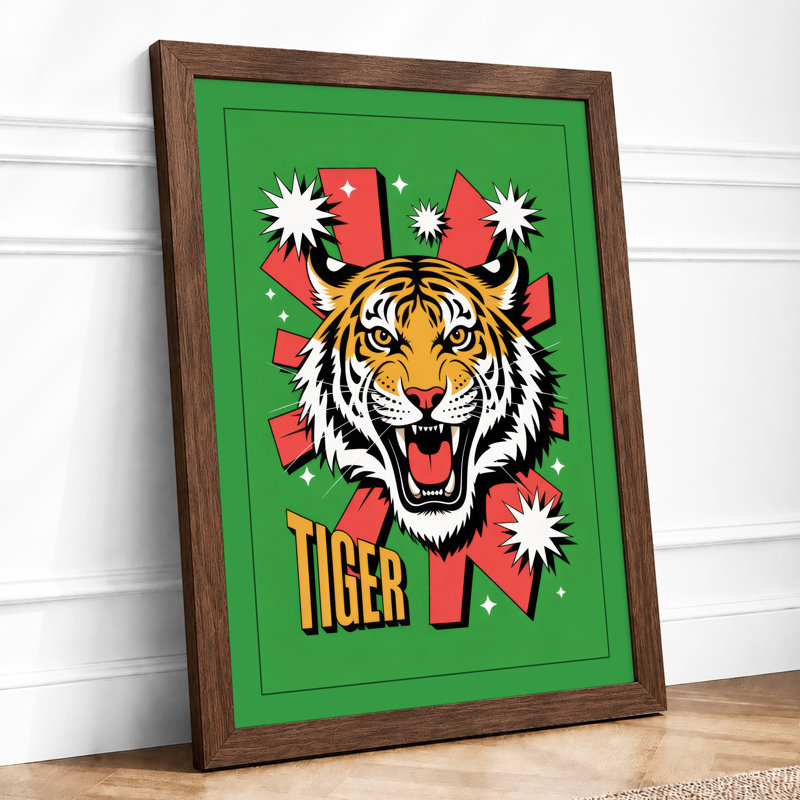 Tiger Roar Geometric - Framed Print, Walnut, A1 - 84.1 x 59.4 cm