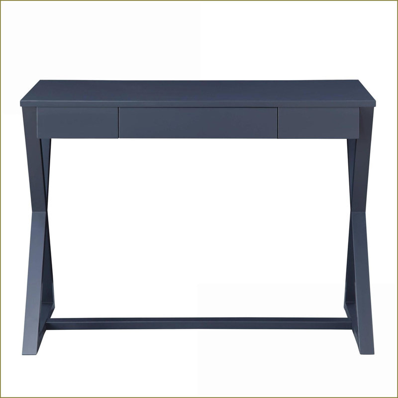 Table basse gris anthracite avec base en forme de X - 1 tiroir de rangement pour le salon, fabrication en queue d'aronde durable