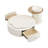 Modern Round Coffee Table Set Of 2 , 360-Degree Rotatable Flower-Shaped Top With 2 Drawers, Top Circle Side Table End Table With Glass For Living Room