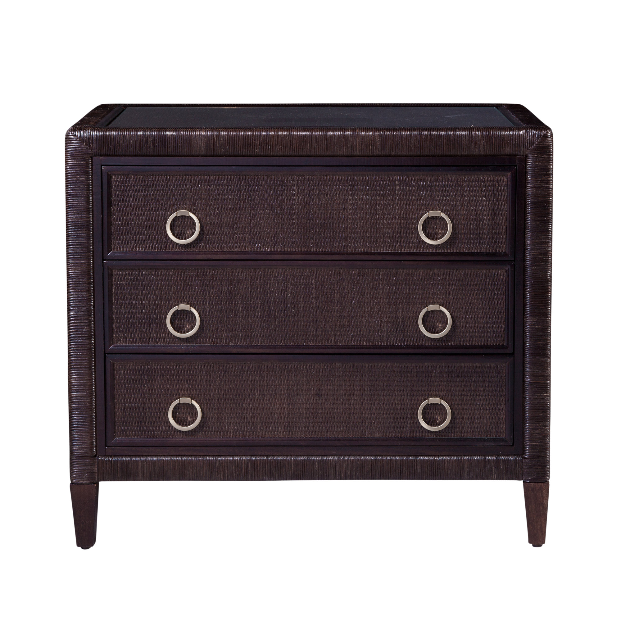 Warwick 3-Drawer Wicker Chest, Satin Brass, Java