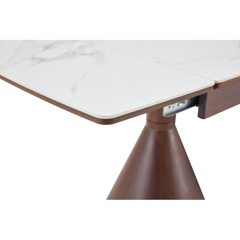 Ensemble de table de salle à manger extensible 55 "à 79" avec chaises en cuir PU Dominick, 5 Pcs: Table, 4 Chairs, Blanc