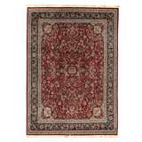 Hand Knotted Wool Oriental Area Rug in Red And Navy