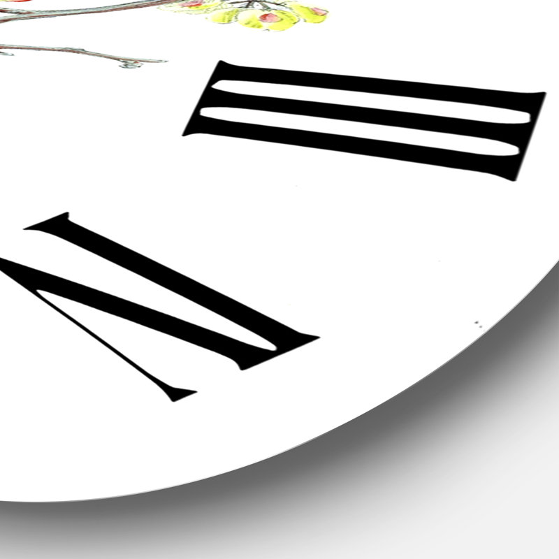 Petits oiseaux sur les branches d'arbre II - Horloge murale traditionnelle, Grand