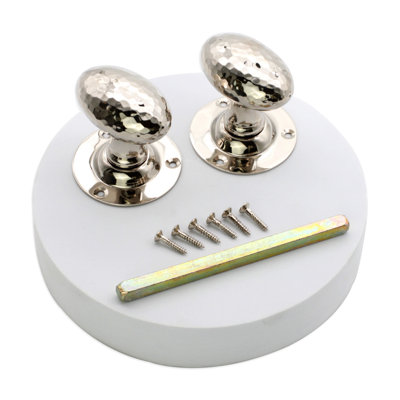 Hammered Oval Mortice Door Knob Polished Nickel