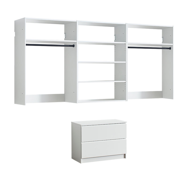 Devi White Wall Mounted Wood Closet System, White