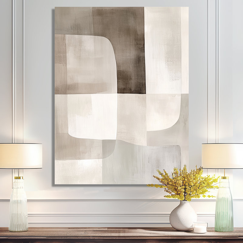 Neutral Abstract Canvas, Minimal Wall Art - Neutral Shapes In Balance, Beige Minimalist Wall Art, Wrapped Canvas