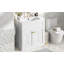 Meuble-lavabo 30 po avec lavabo en céramique, poignées dorées, portes à fermeture douce-750353327