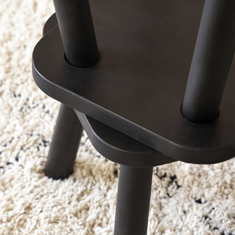 Solid Wood Accent Stool, Black