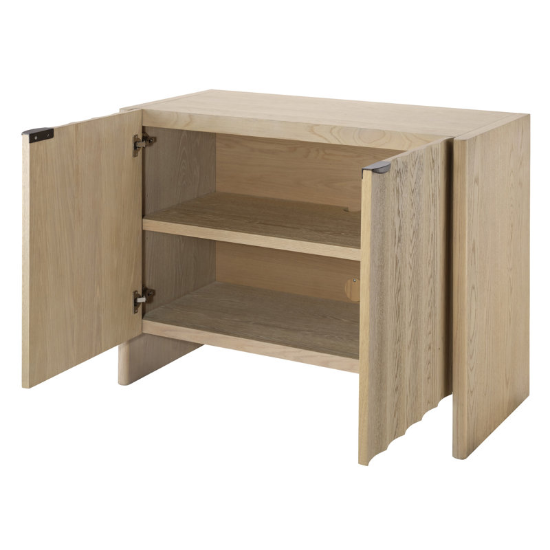 Finley Solid Wood Accent Cabinet, Natural Pale Oak
