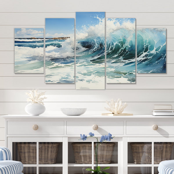 Highland Dunes Beach Surfs Up Pointillism I On Canvas 5 Pieces Print ...