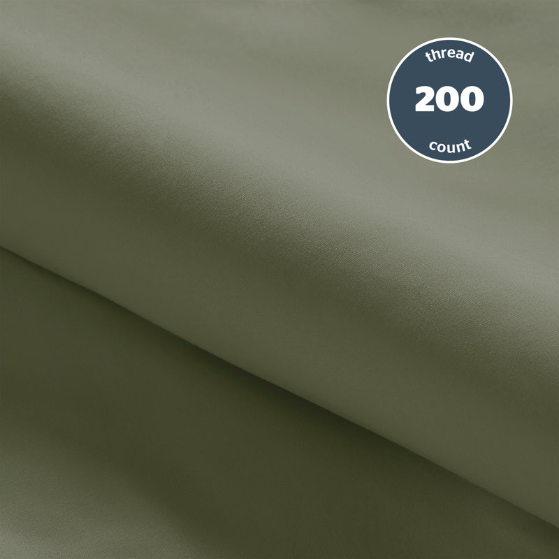 Silentnight Pure Cotton 200 TC Duvet Cover Set, Green, Kingsize Duvet Cover + 2 Standard Pillowcases