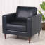 Chaise capitonnée classique en cuir Mid-Century bleu marine