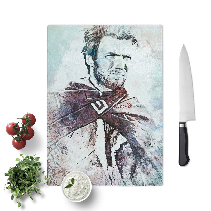 Tempered Glass Clint Eastwood Chopping Board, 28.5 cm W x 39 cm L