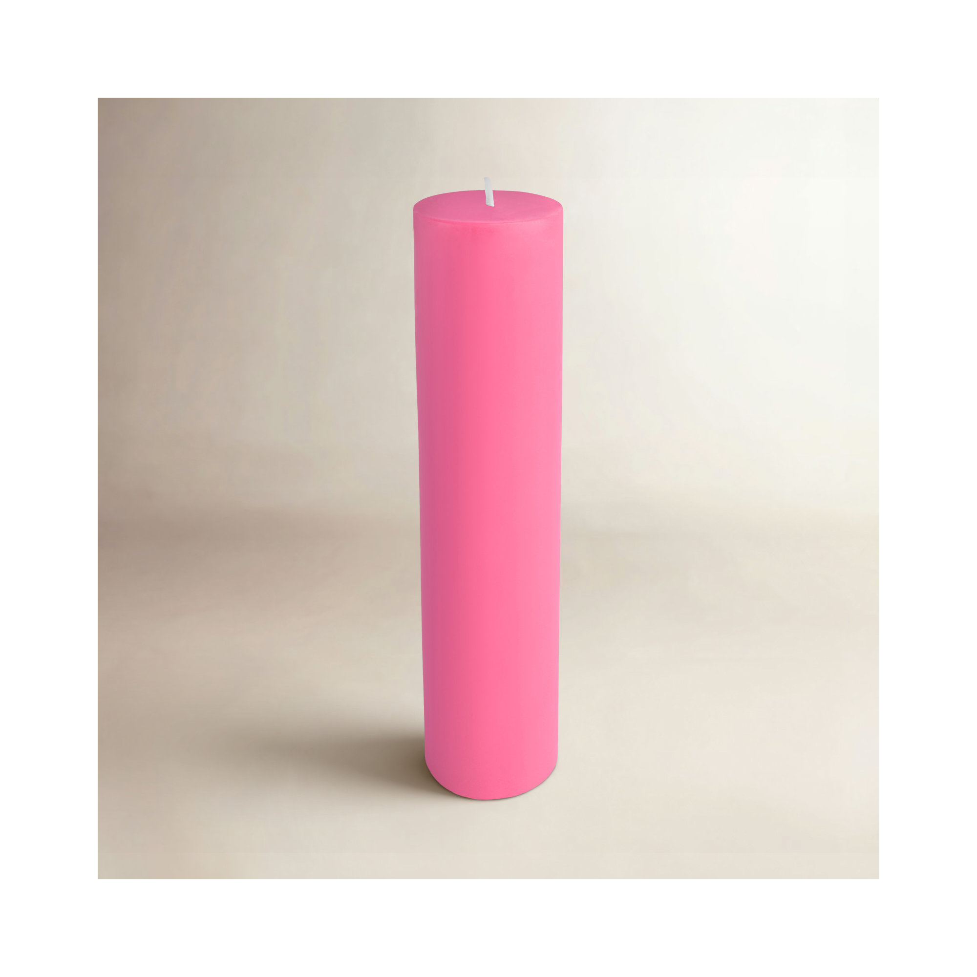 Oliva Unscented Pillar Candle, Hot Pink, 4, 9" H x 2" W x 2" D