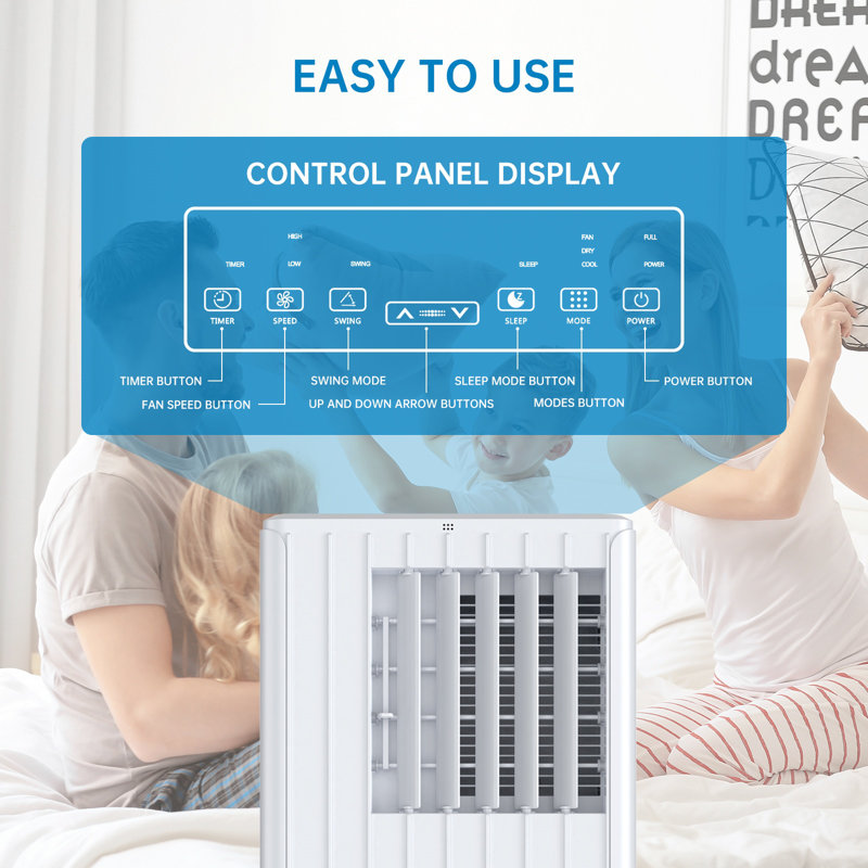 3-in-1 Portable Air Conditioner 9000 BTU – Cooling, Dehumidifier (35L/Day) & 2-Speed Fan – Energy Efficient, Quiet 52dB, Digital Display, Remote, Window Kit for Home, Office, Kitchen