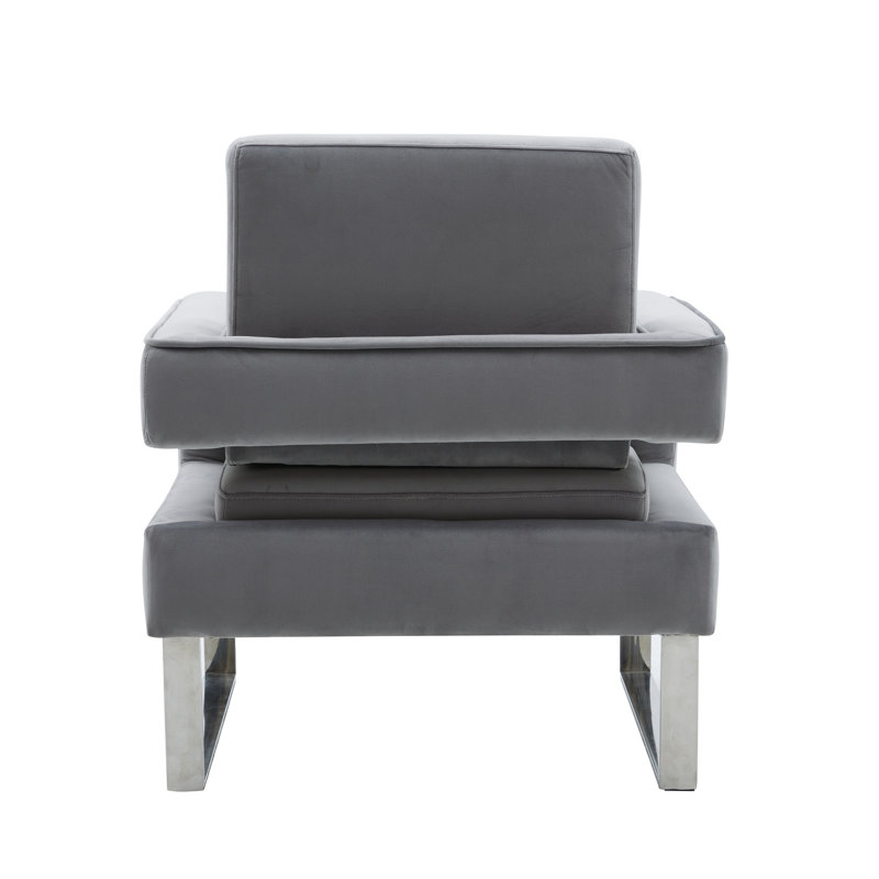 Morden Velvet Accent Chair, Gray Velvet, 1