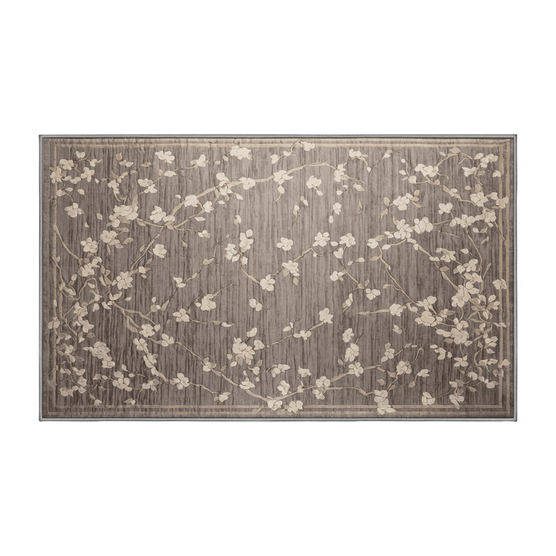 Tapis gris lavable à la machine, Rectangle 4 pi x 6 pi