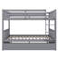 Lit superposé double en bois d'hévéa double avec lit gigogne, échelle convertible et garde-corps-105783204