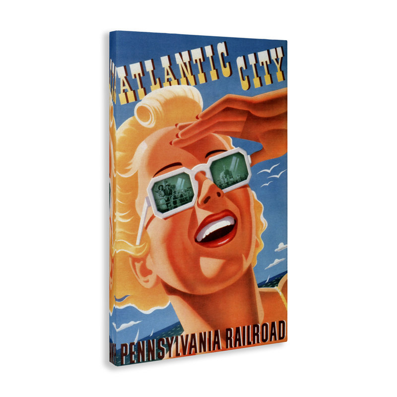 Atlantic City, femme rétro, toile par Marcus Jules, H 24 po x l 16 po