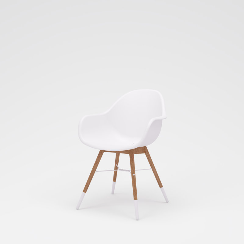 Chaises de patio modernes en bois Alyisa, Blanc