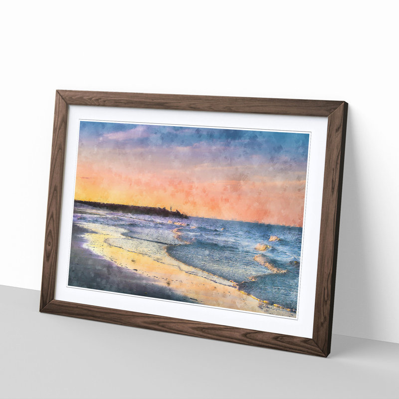 Fishing in Cape Cod - Picture Frame Graphic Art Print, 62cm H x 87cm W x 2cm D, Walnut Framed