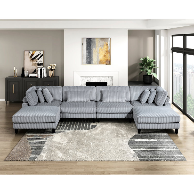 Canapé modulaire moderne en velours côtelé 6 pièces Modern