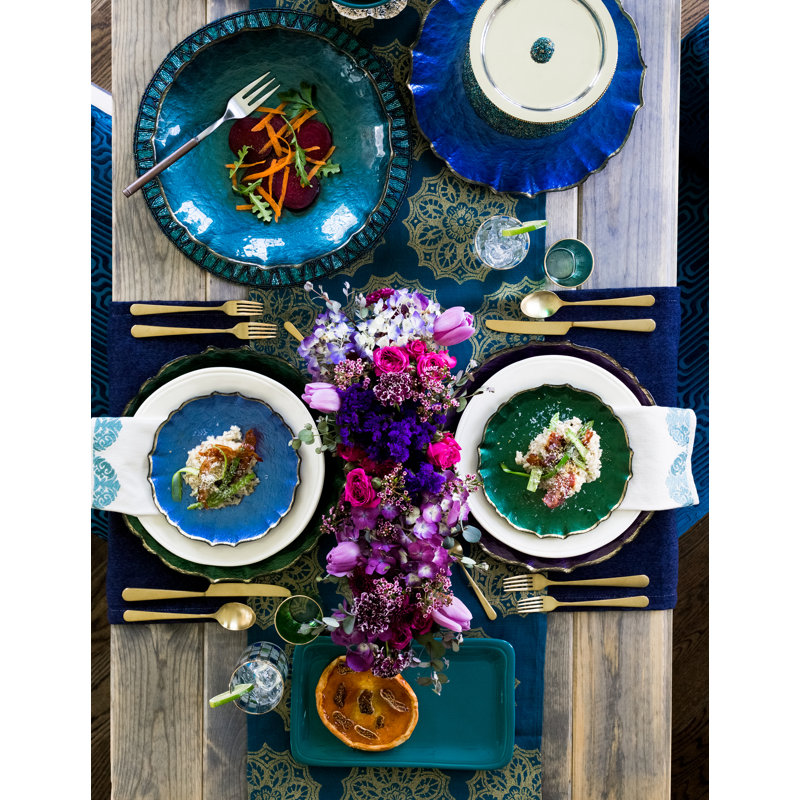 Cobalt Elegance 13" Handcrafted Glass Charger Plate
