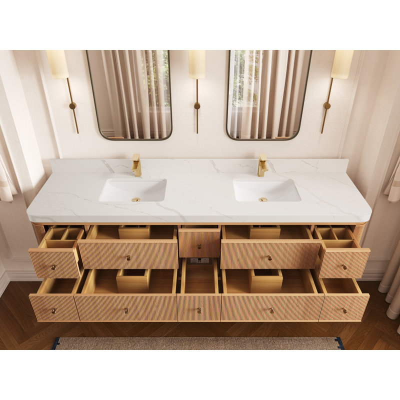 Chêne flottant Hampton X P 22 po De salle de bain D Quartz, Calacatta Laza