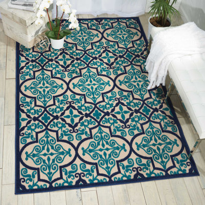 Tapis bleu marine Newton Ikat