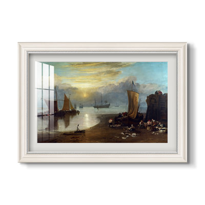 Lever du soleil à travers la brume : pêcheurs nettoyant et vendant du poisson, vers 1807 - J.M.W. Turner - Estampe encadrée sur mesure