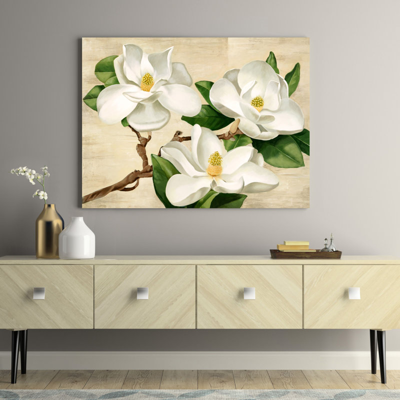 White Magnolia by Serena Biffi - Wrapped Canvas Painting, 50cm H x 70cm W x 4cm D