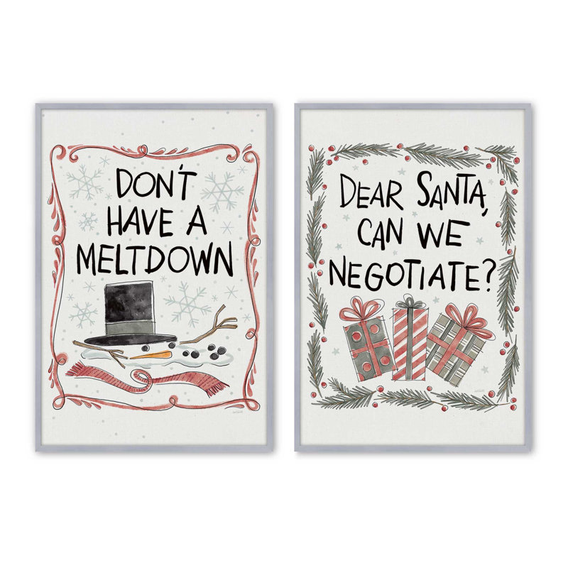 Ensemble de 2 estampes du Père Noël, Chrome poli, 36 po x 24 po