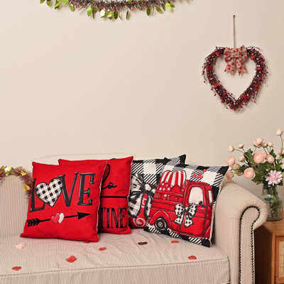 Checkered Polyester Linen Reversible Pillow Cover