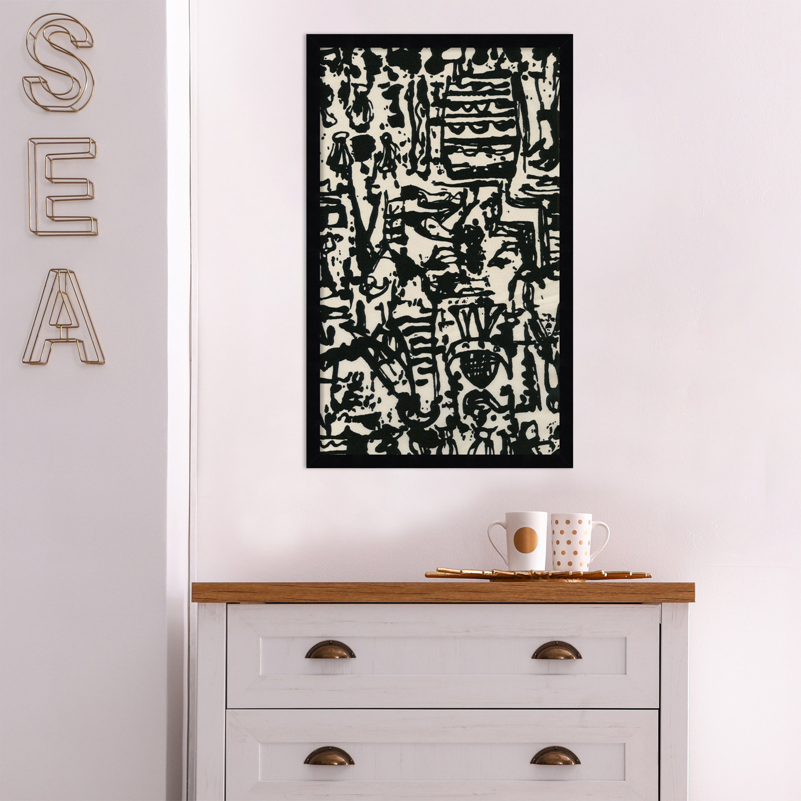 Graphic Mod Abstract II Print, Black, 27" H x 16" W